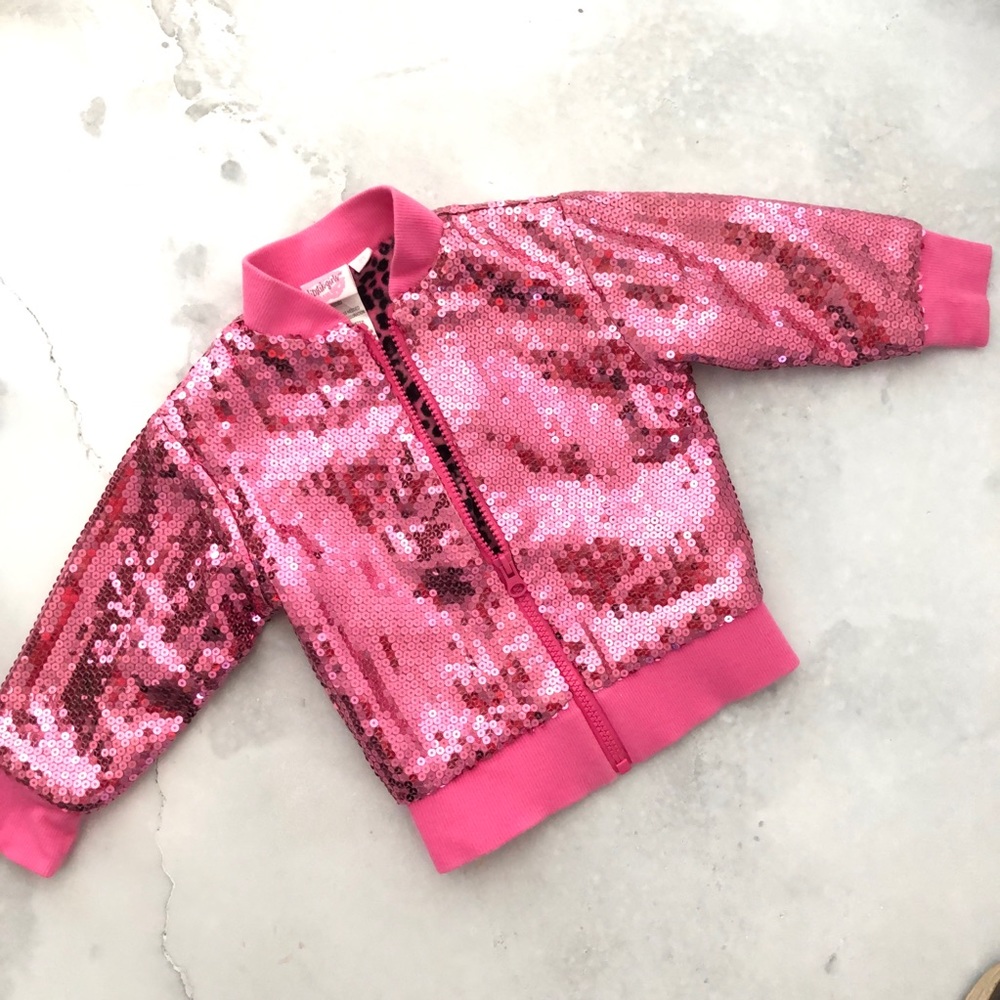 Lipstick Girls Pink Sequin Bomber Jacket